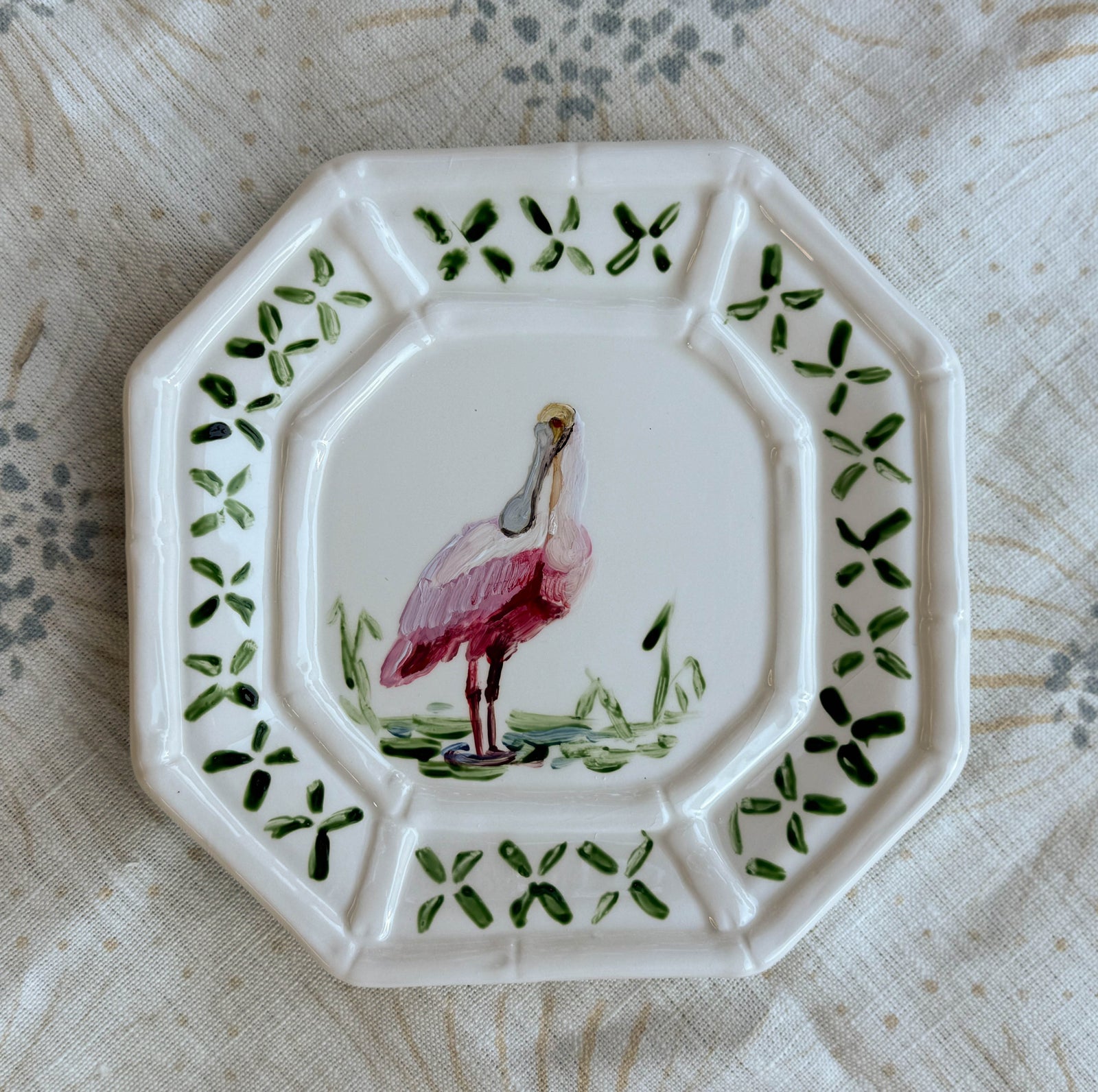 Hand-Painted Roseate Spoonbill Mini Plate – 6”