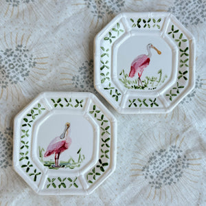 Hand-Painted Roseate Spoonbill Mini Plate – 6”