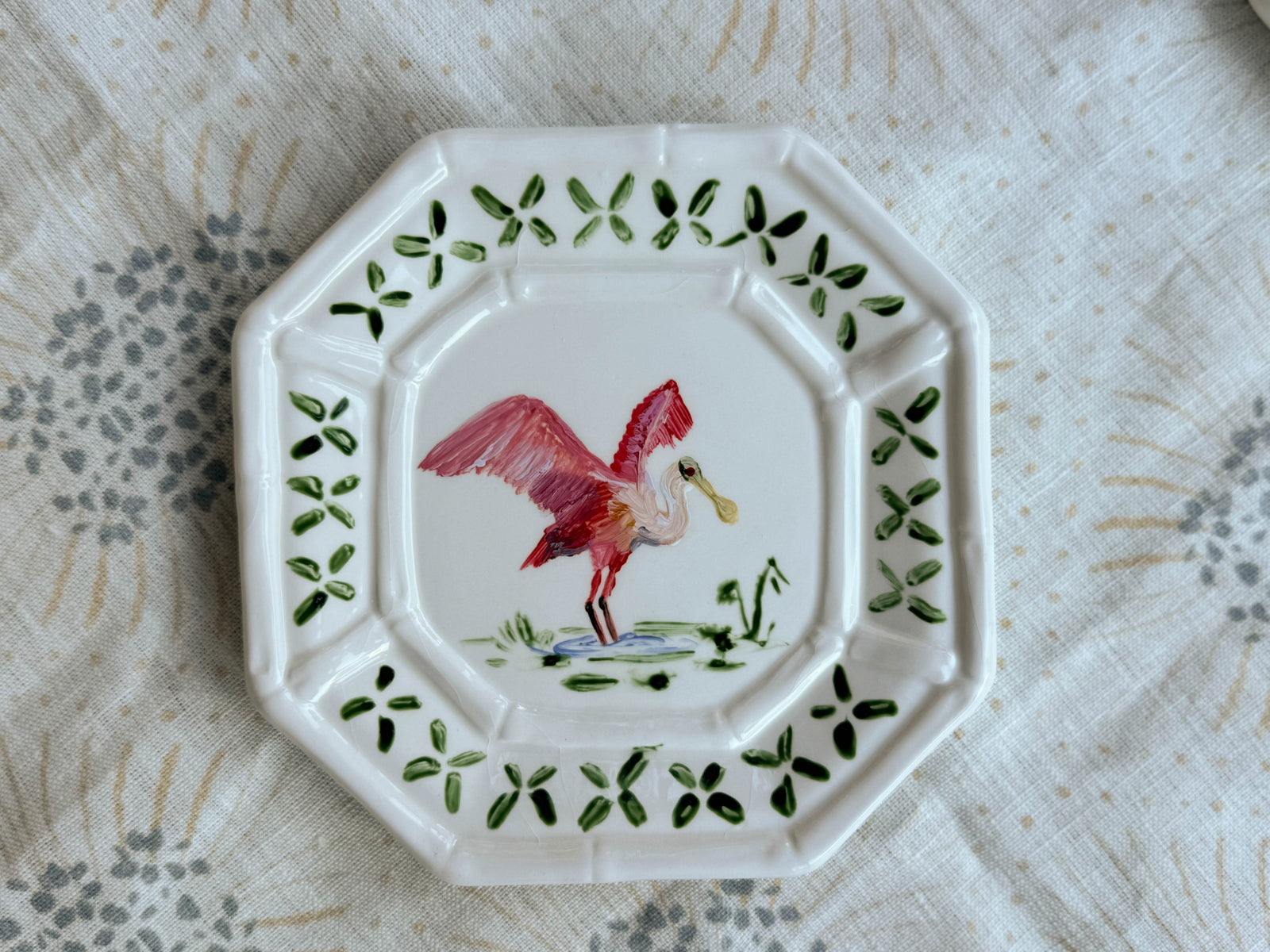 Hand-Painted Spoonbill Mini Plate – 6”