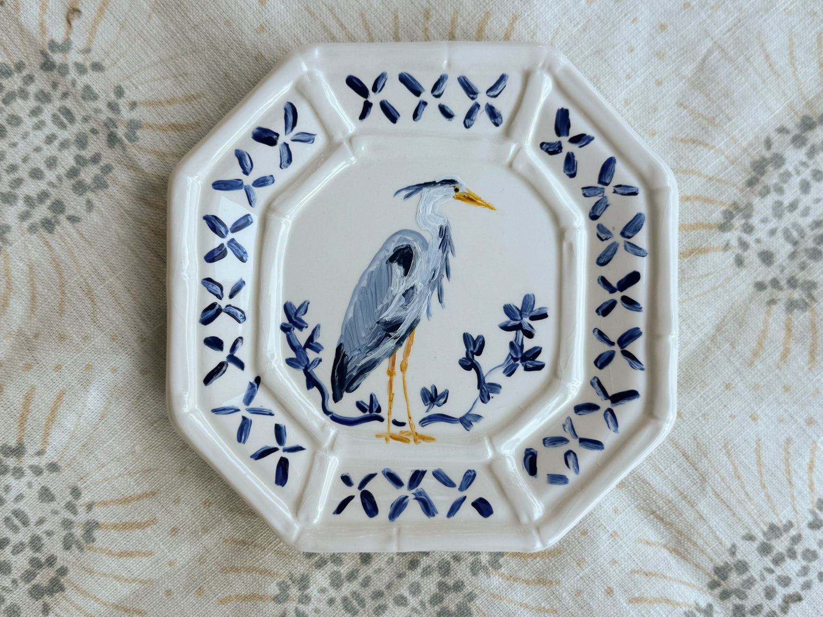 Hand-Painted Blue Heron Mini Plate – 6”