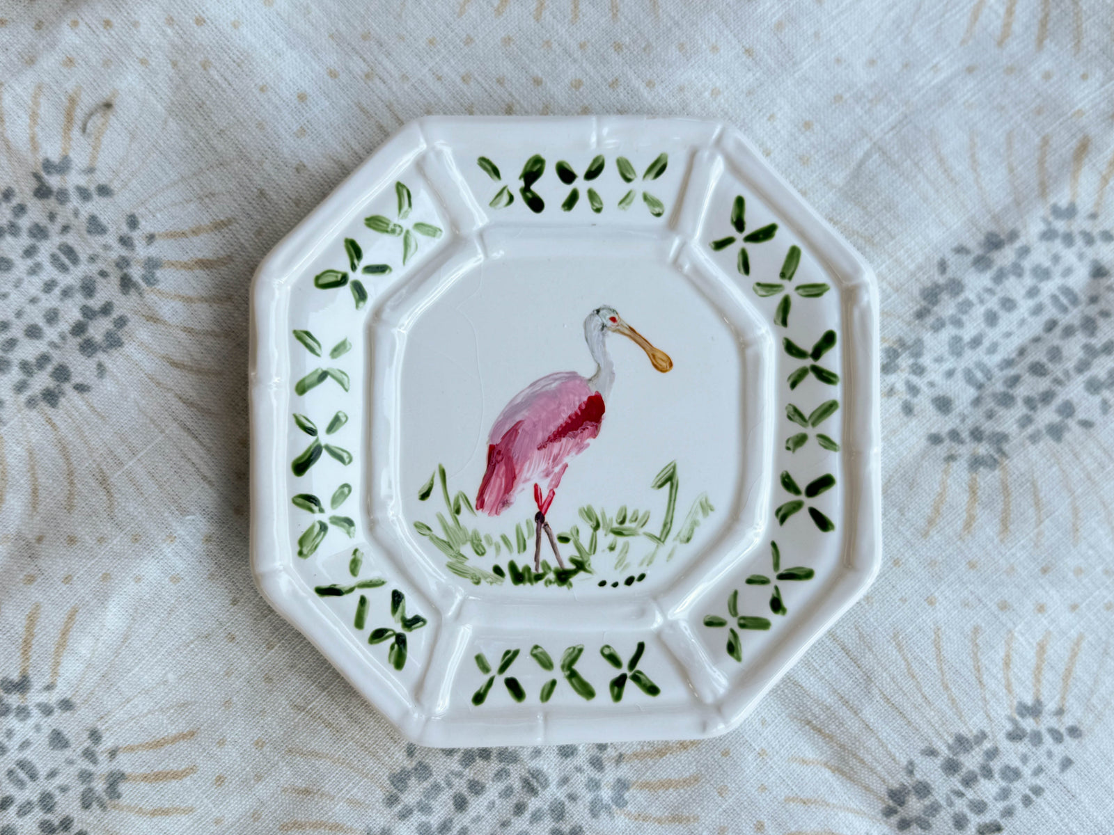 Hand-Painted Roseate Spoonbill Mini Plate – 6”