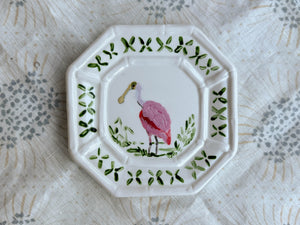 Hand-Painted Pink Spoonbill Mini Plate – 6”