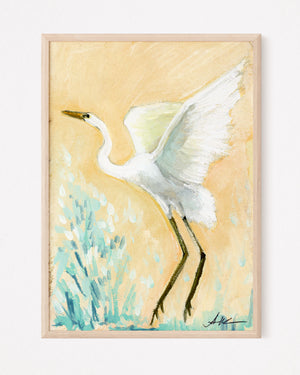 Anna White Egret, a Vertical Print