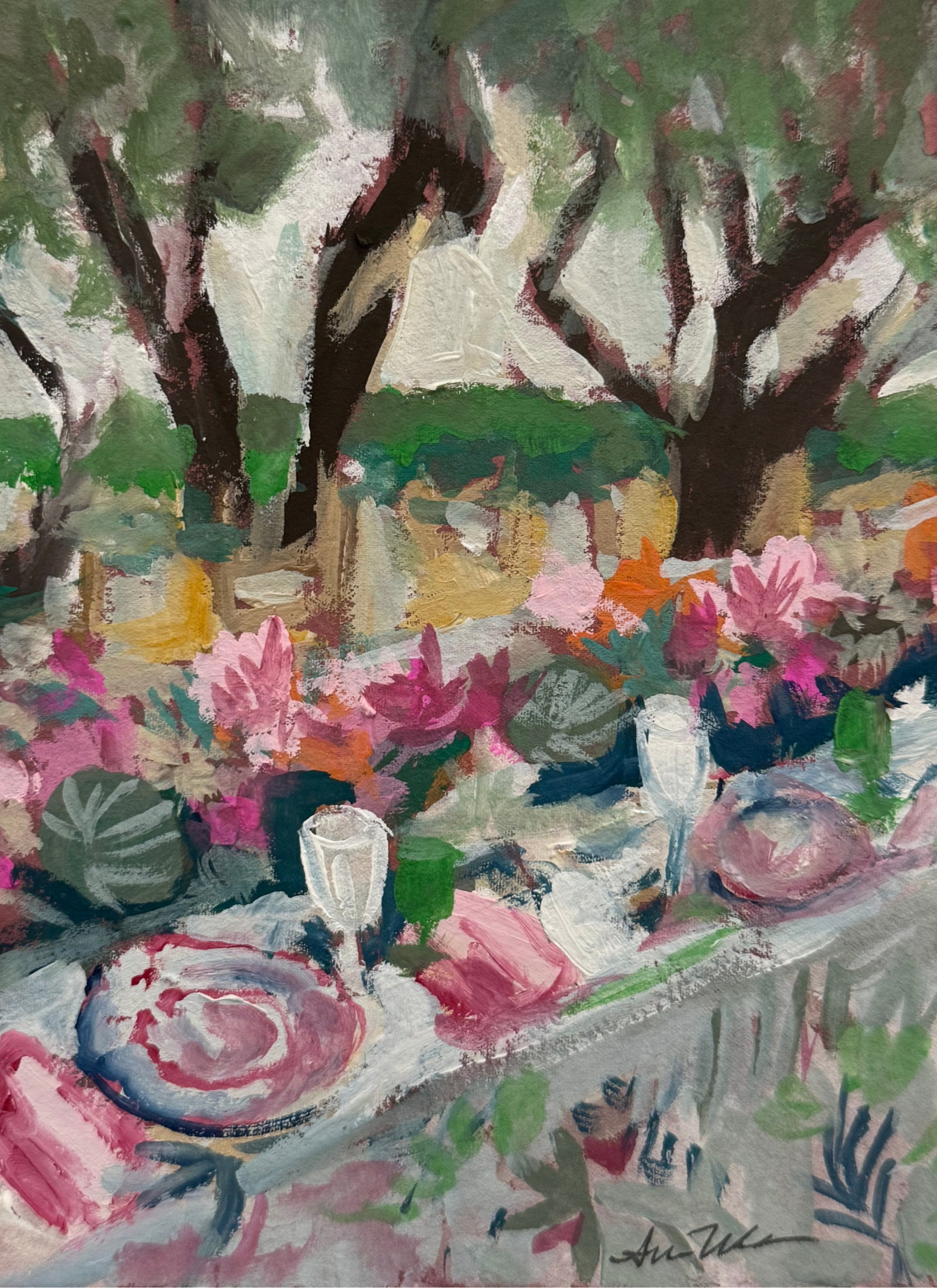 Picnic & Peonies Painting