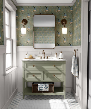 Calli Quail- Sage Green Wallpaper