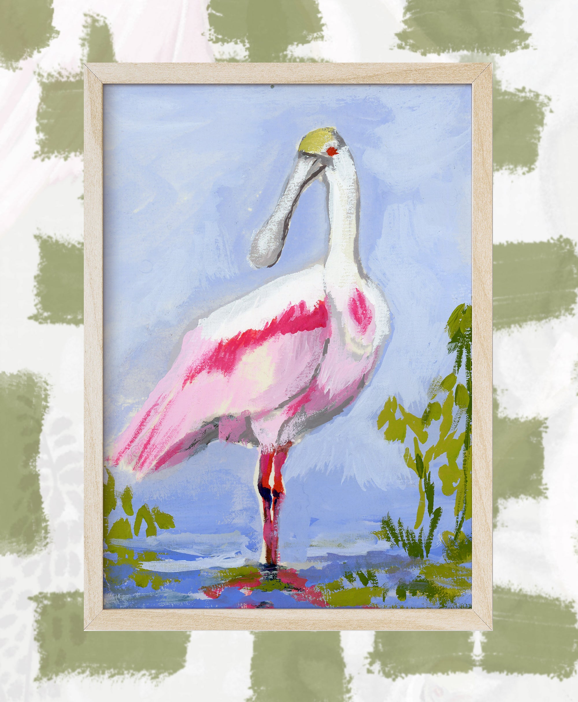 Cassandra, a Roseate Spoonbill Vertical Print