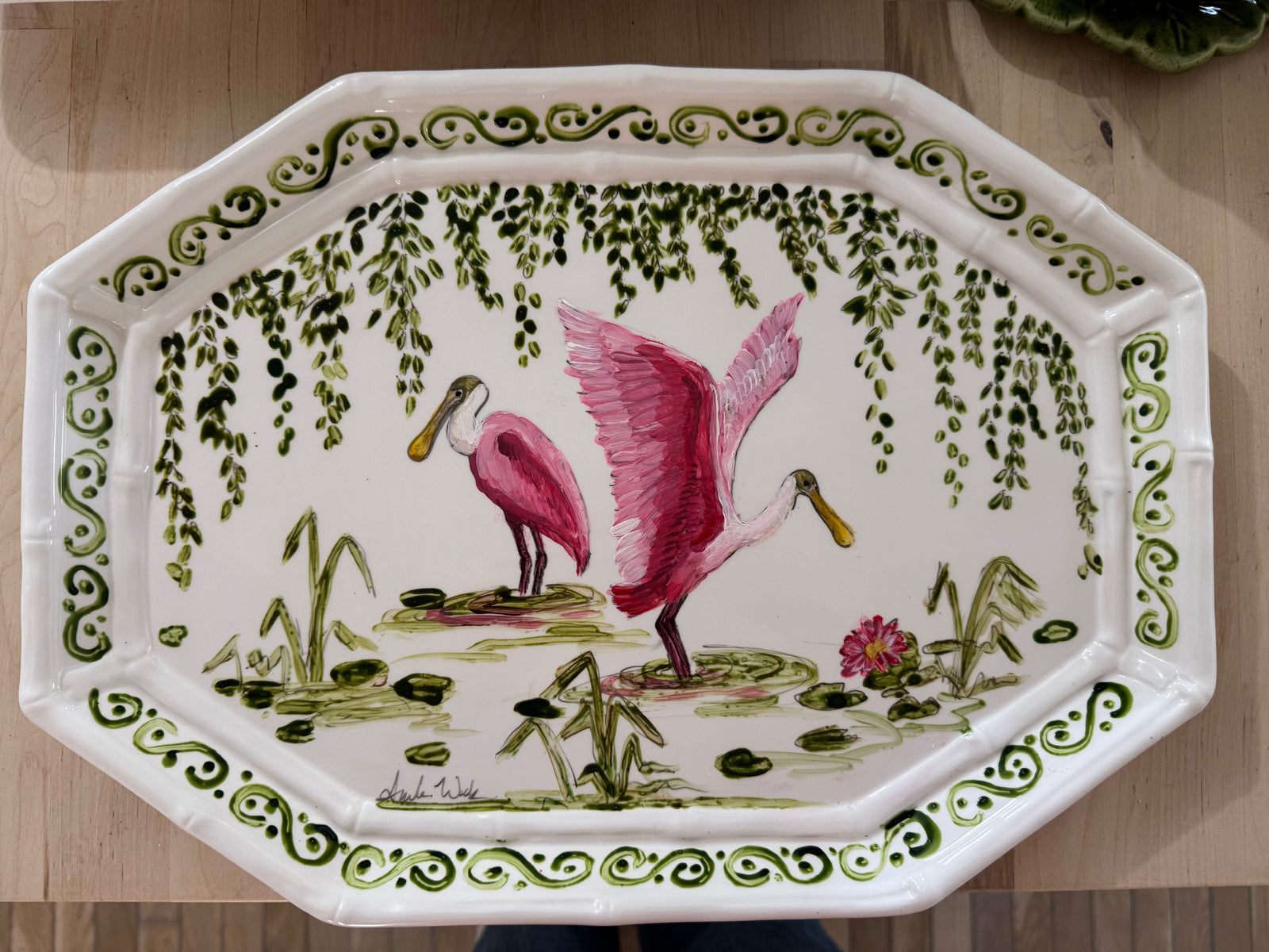 Porcelain Platter (Octagonal) Spoonbill #1