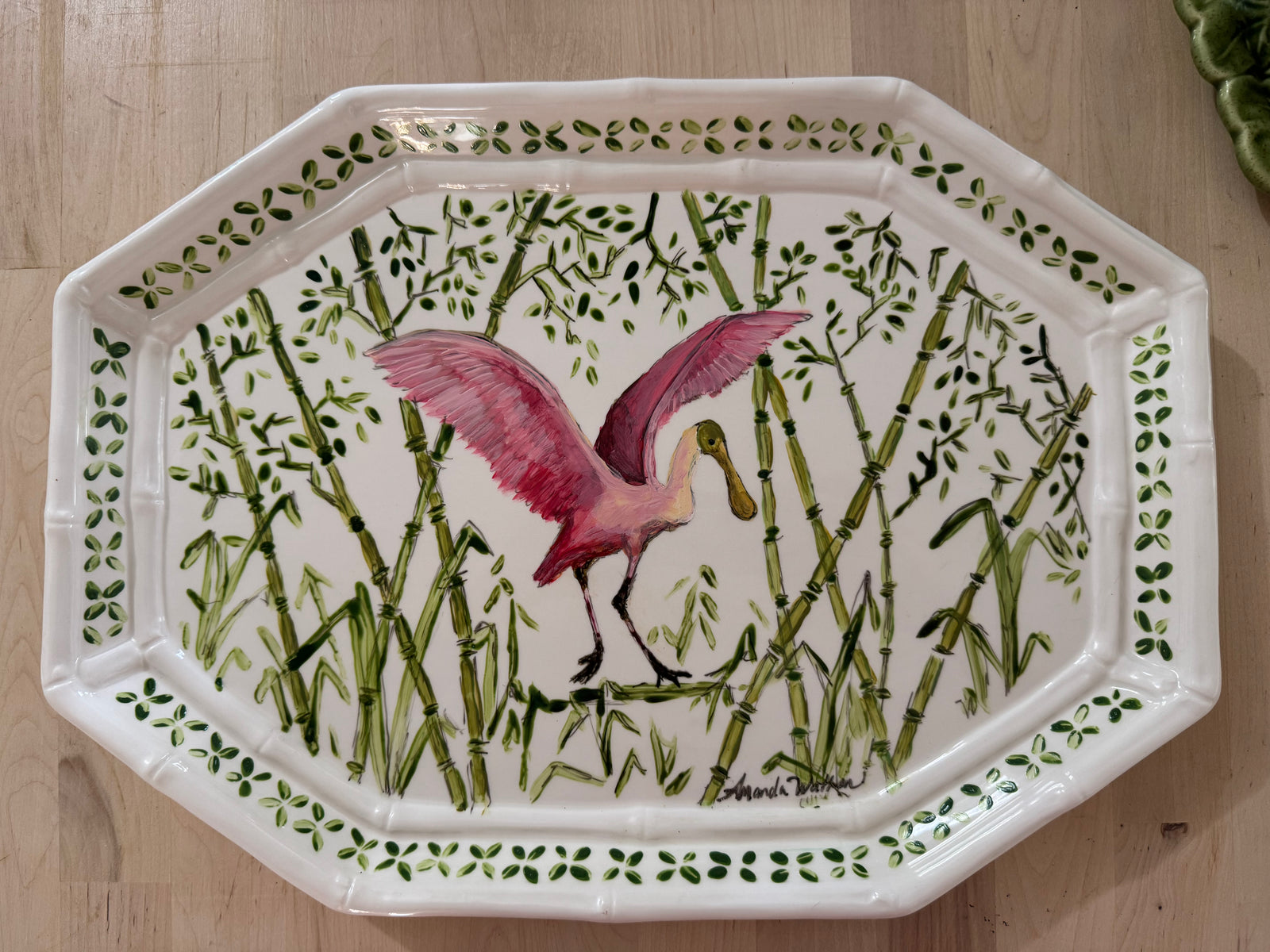 Porcelain Platter (Octagonal) Spoonbill #2