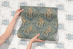 Junie Fox- Sage Green Wallpaper