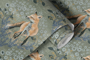 Junie Fox- Sage Green Wallpaper