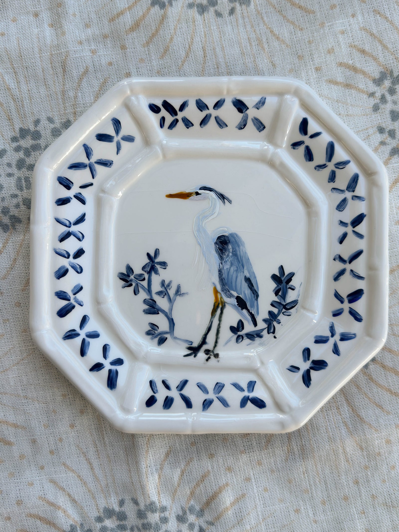 Hand-Painted Blue Heron Mini Plate – 6”