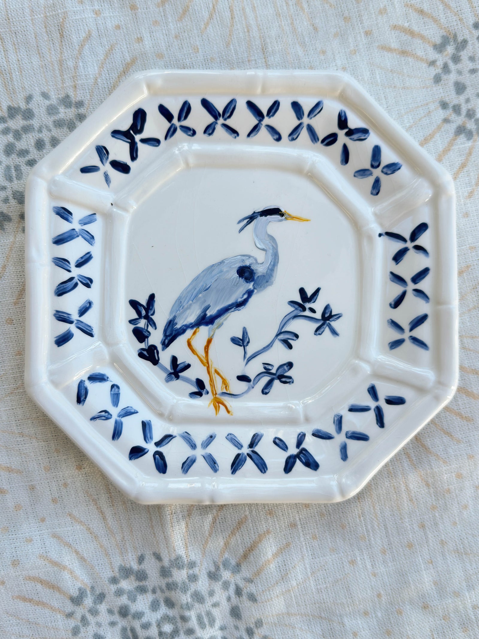 Hand-Painted Blue Heron Mini Plate – 6”