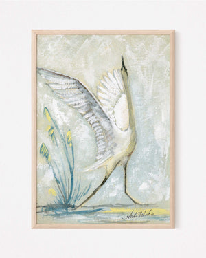 Luna White Egret, a Vertical Print