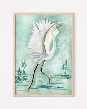 Mayes White Egret, a Vertical Print