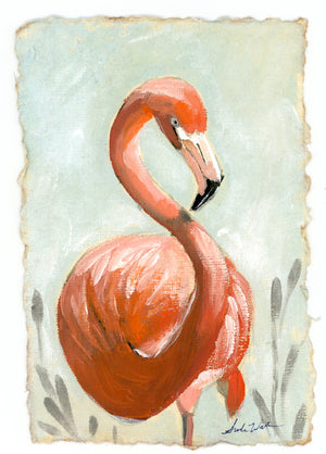 Oscar, a Flamingo Bird Vertical Print