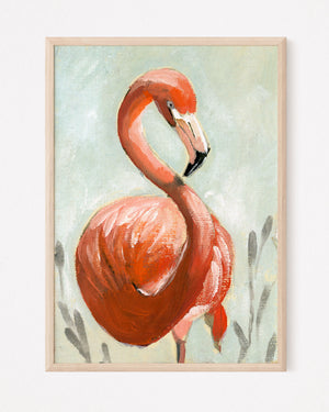 Oscar, a Flamingo Bird Vertical Print