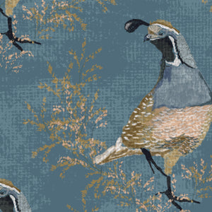 Calli Quail-Blue Wallpaper