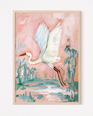 Rosemary White Egret, a Vertical Print