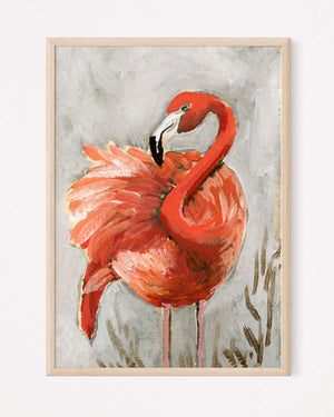 Rosetta, a Flamingo Bird Vertical Print