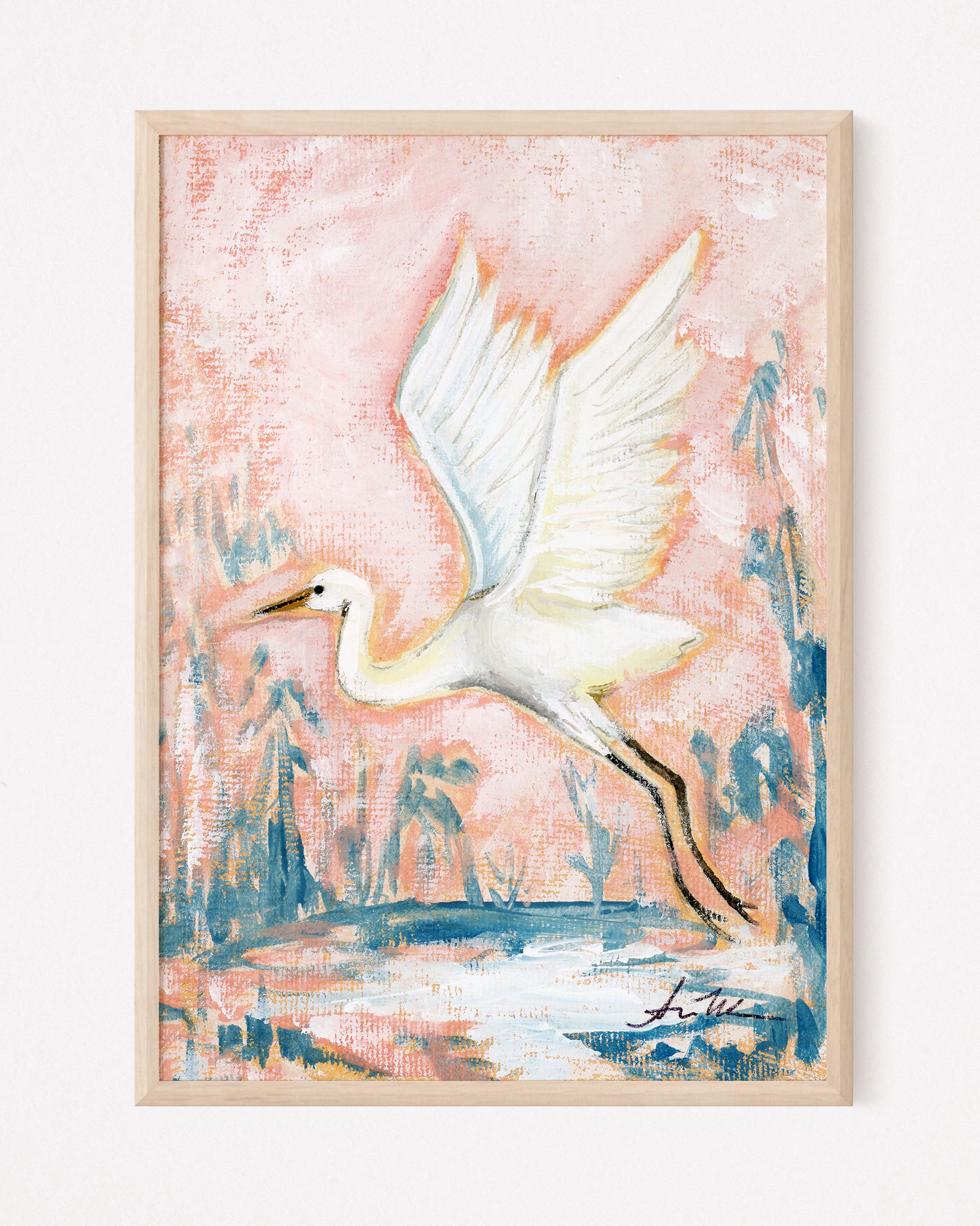 Rosemary Coral White Egret, a Vertical Print