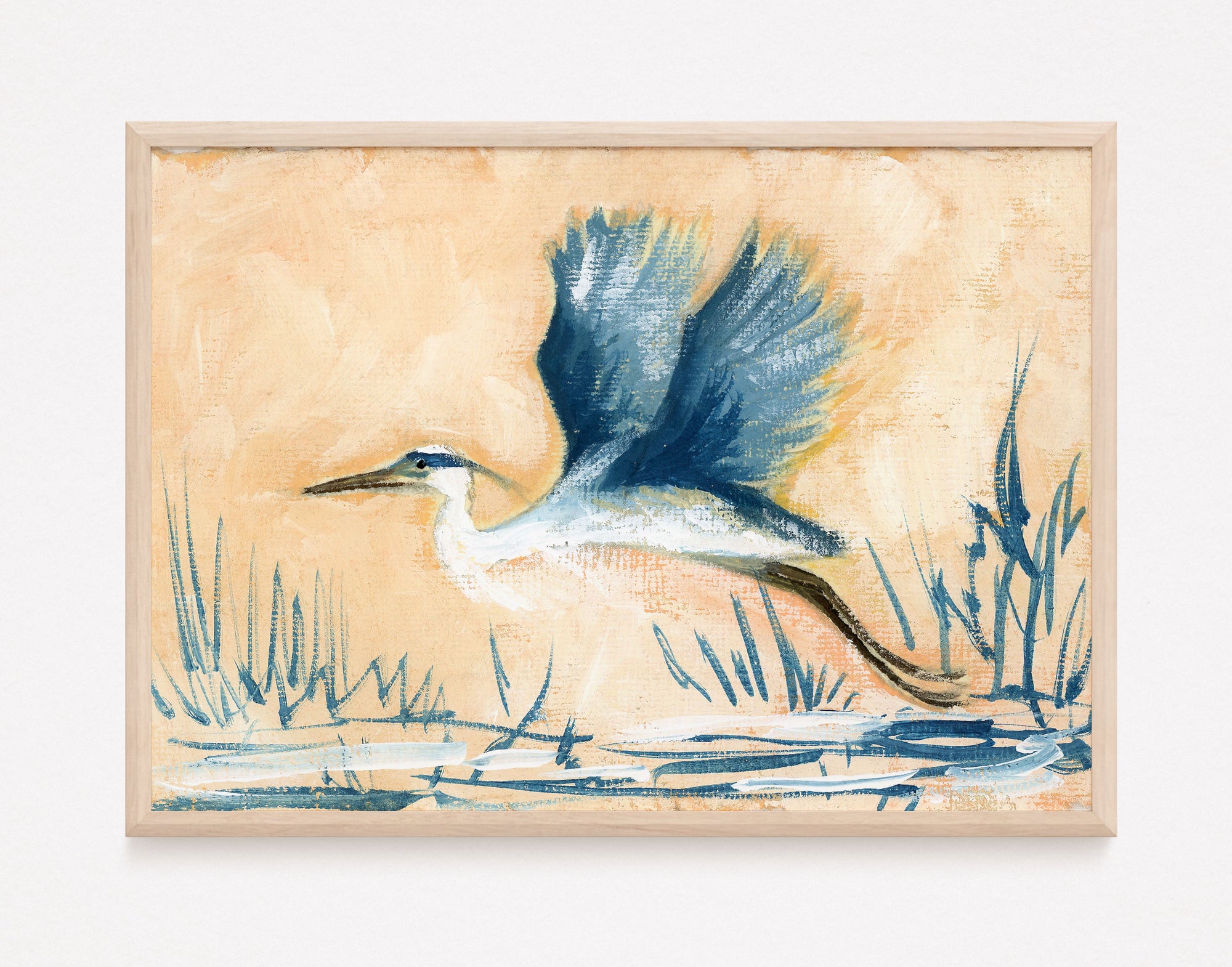 Benedict, a Blue Heron Horizontal Print