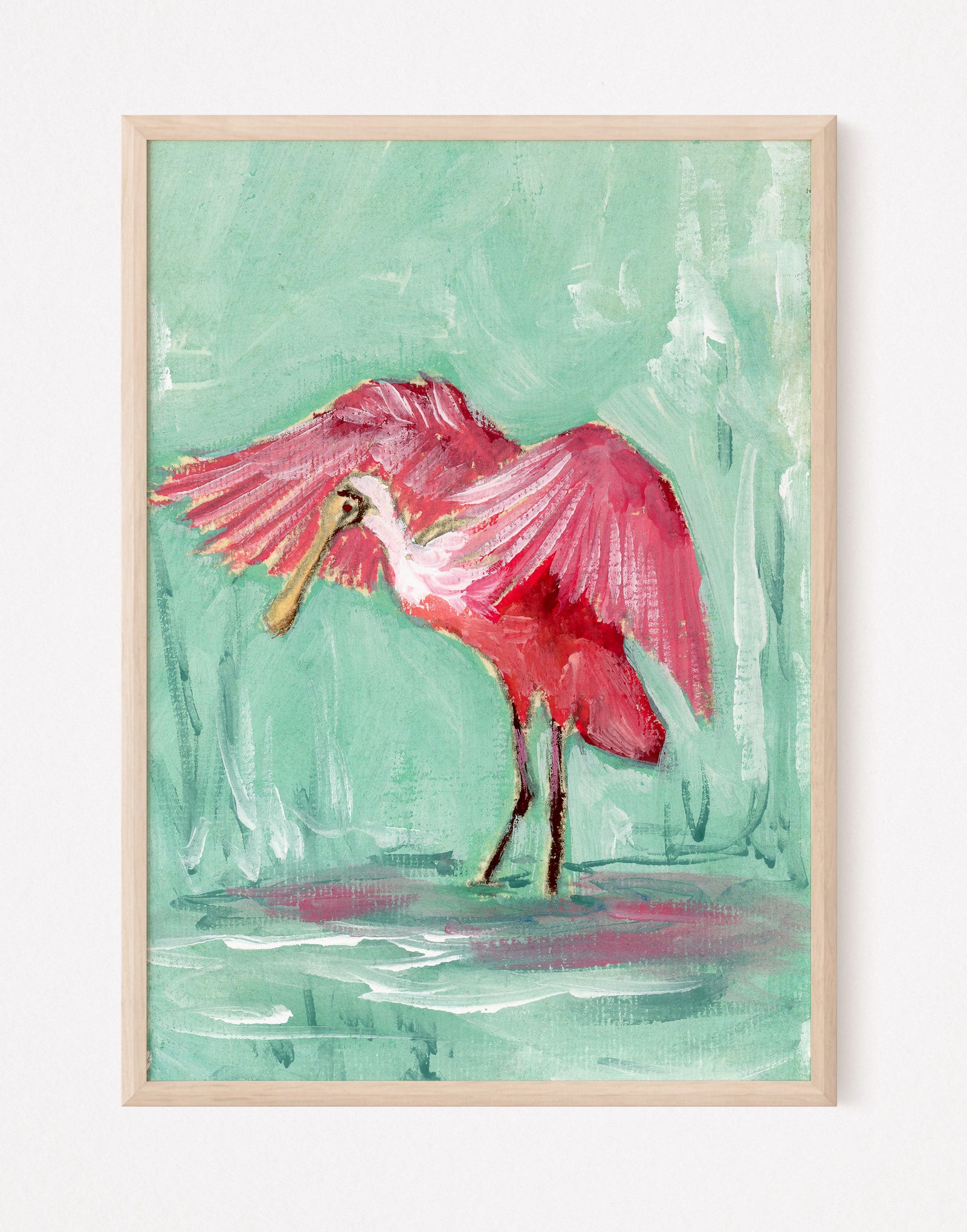 Clara, a Roseate Spoonbill Vertical Print