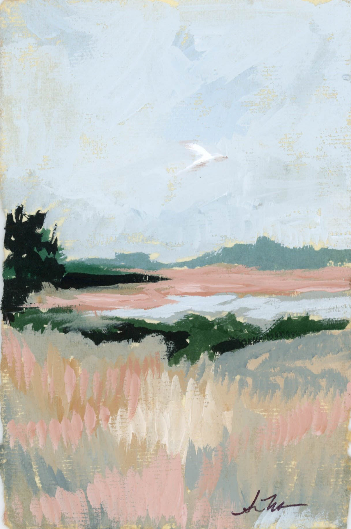 Marshlight Original Gouache Painting