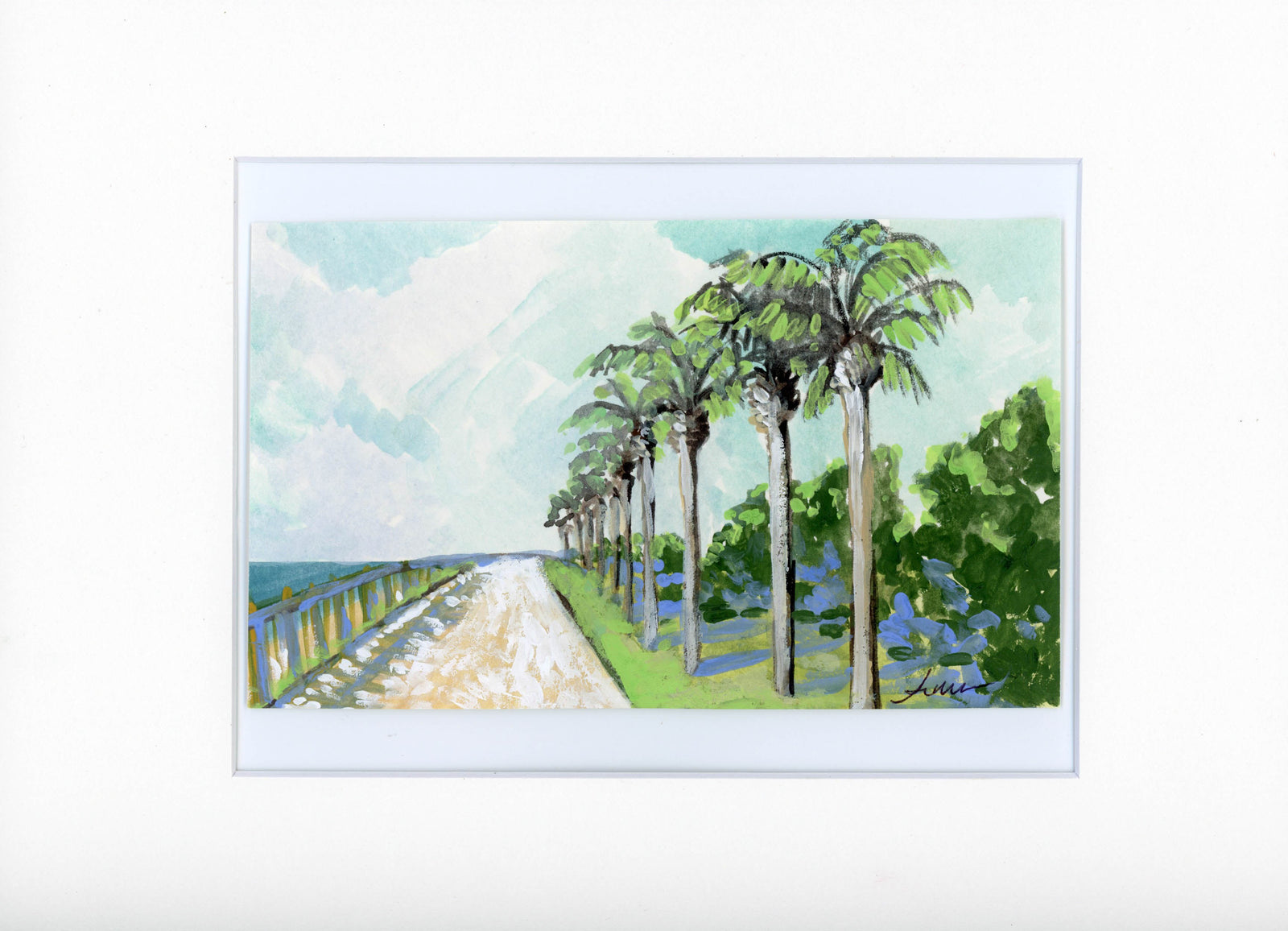 Pier Village Original Gouache Painting