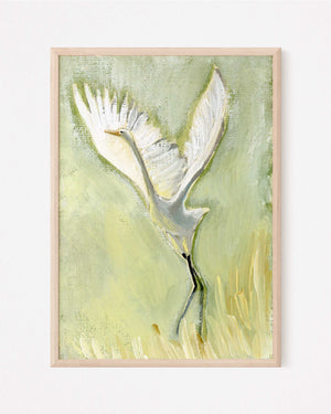 July White Egret, a Vertical Print
