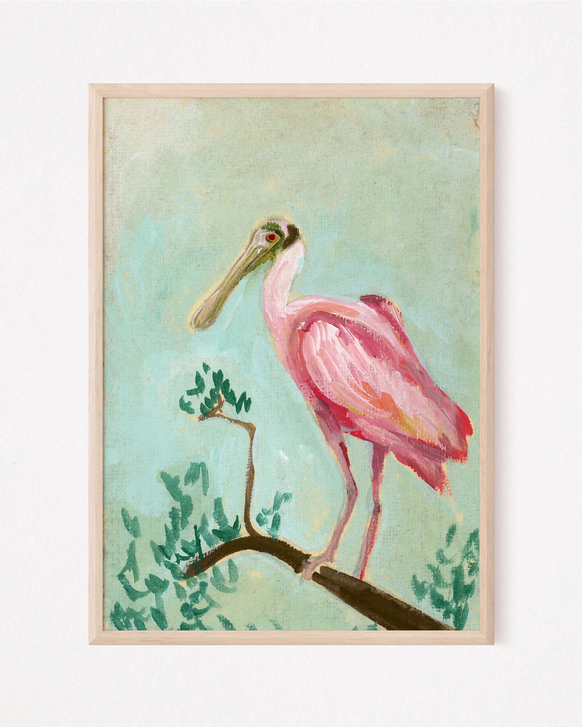 Otis, a Roseate Spoonbill Bird Vertical Print