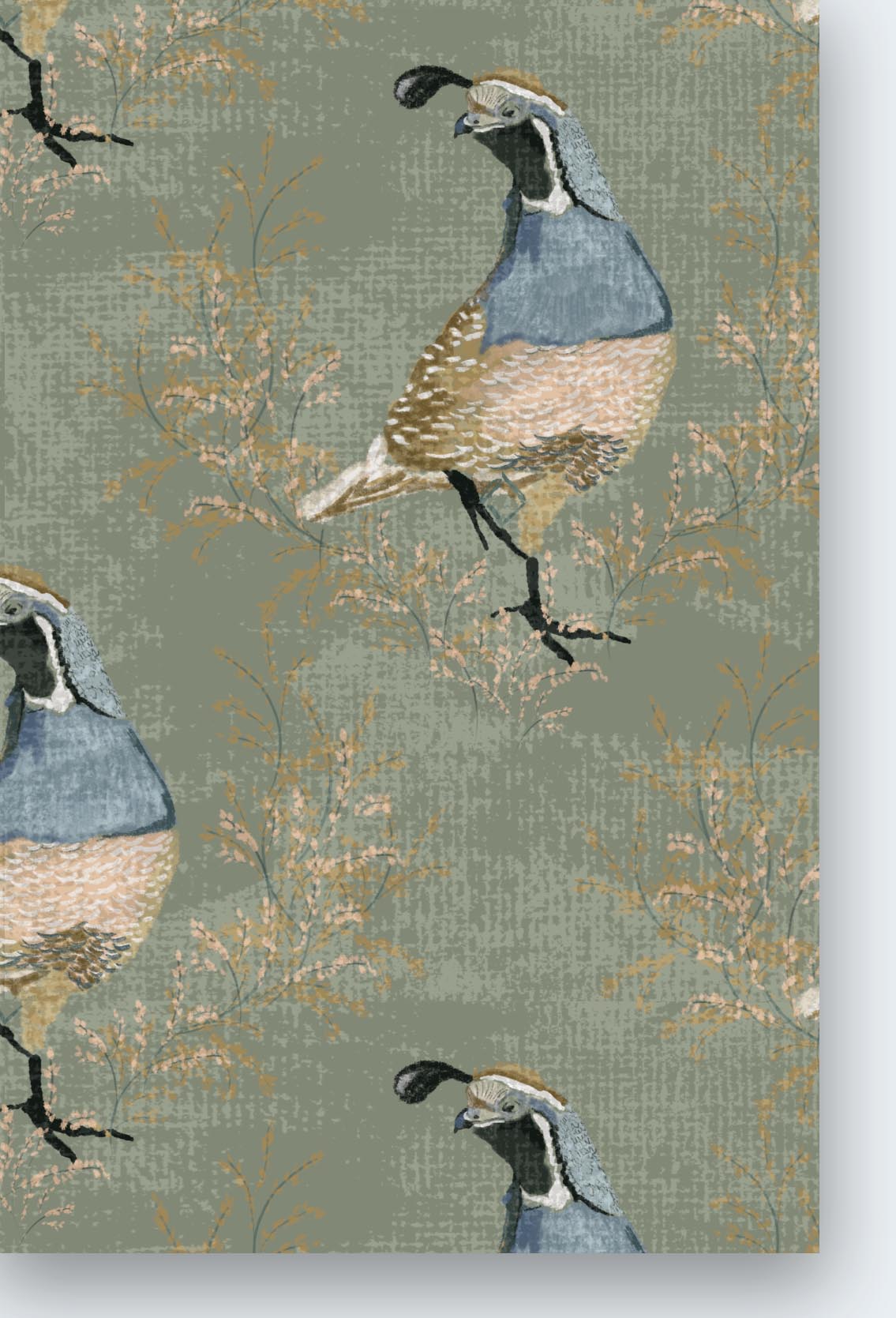 Calli Quail- Sage Green Wallpaper