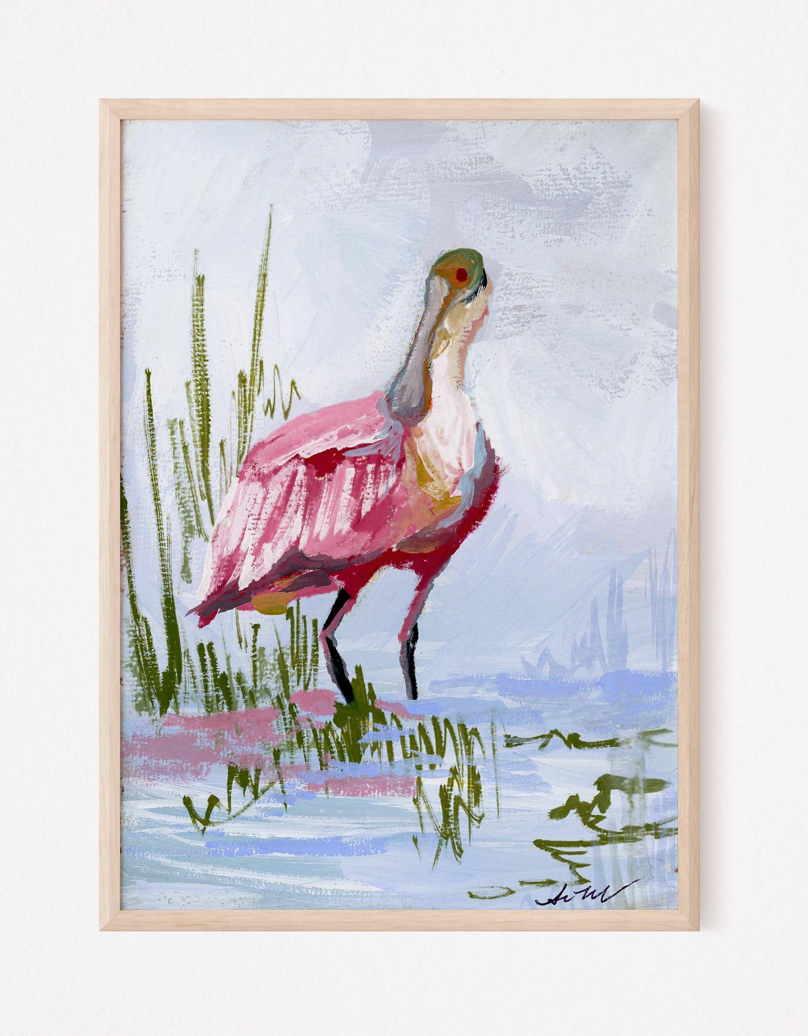 Charlie, a Roseate  Spoonbill Vertical Print