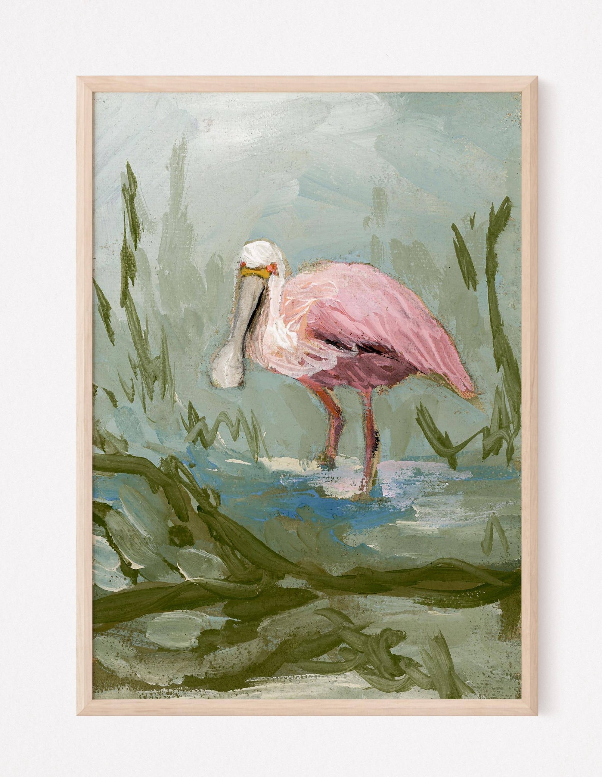Ginger, a Roseate Spoonbill Vertical Print