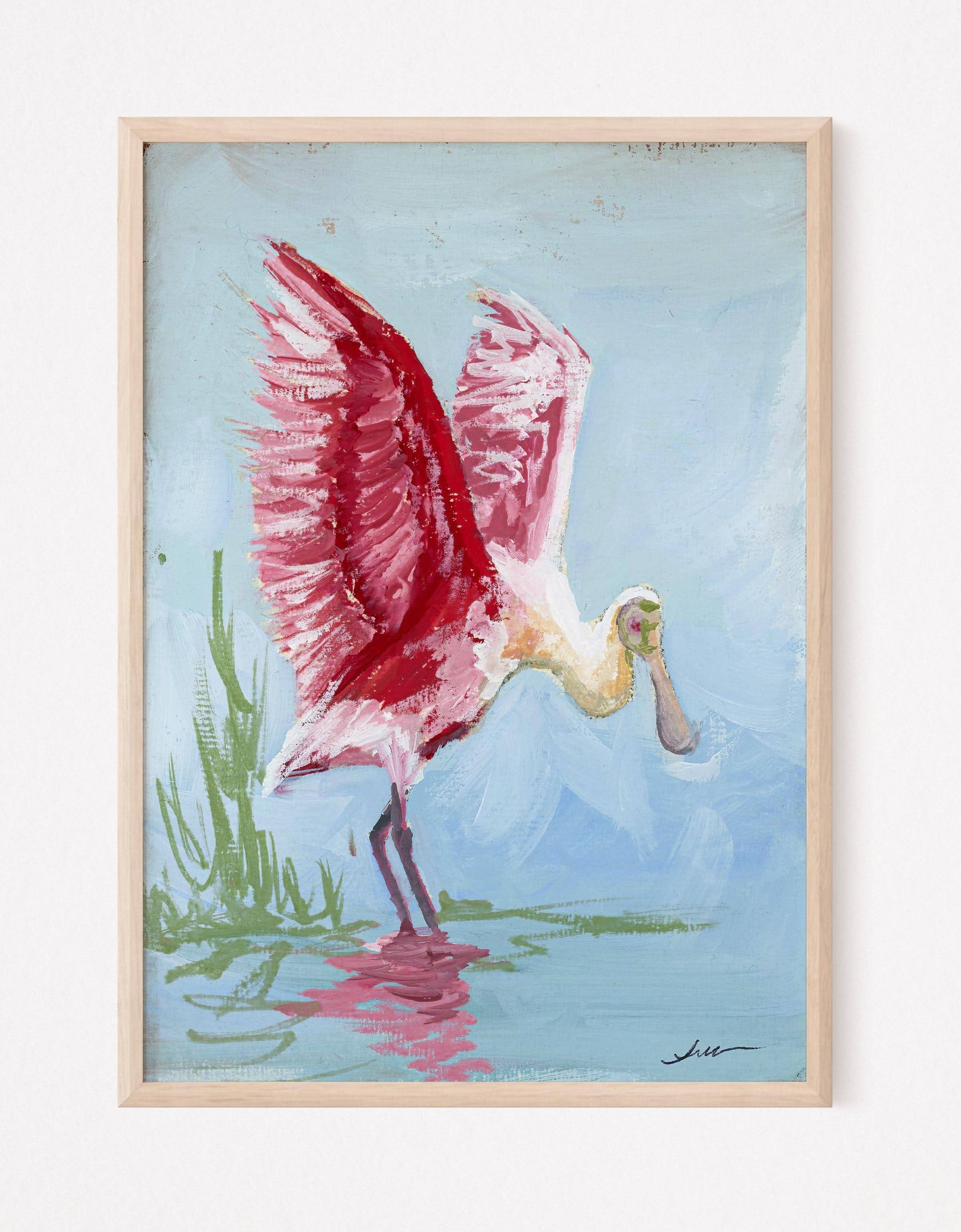 Katherine, a Roseate Spoonbill Vertical Print