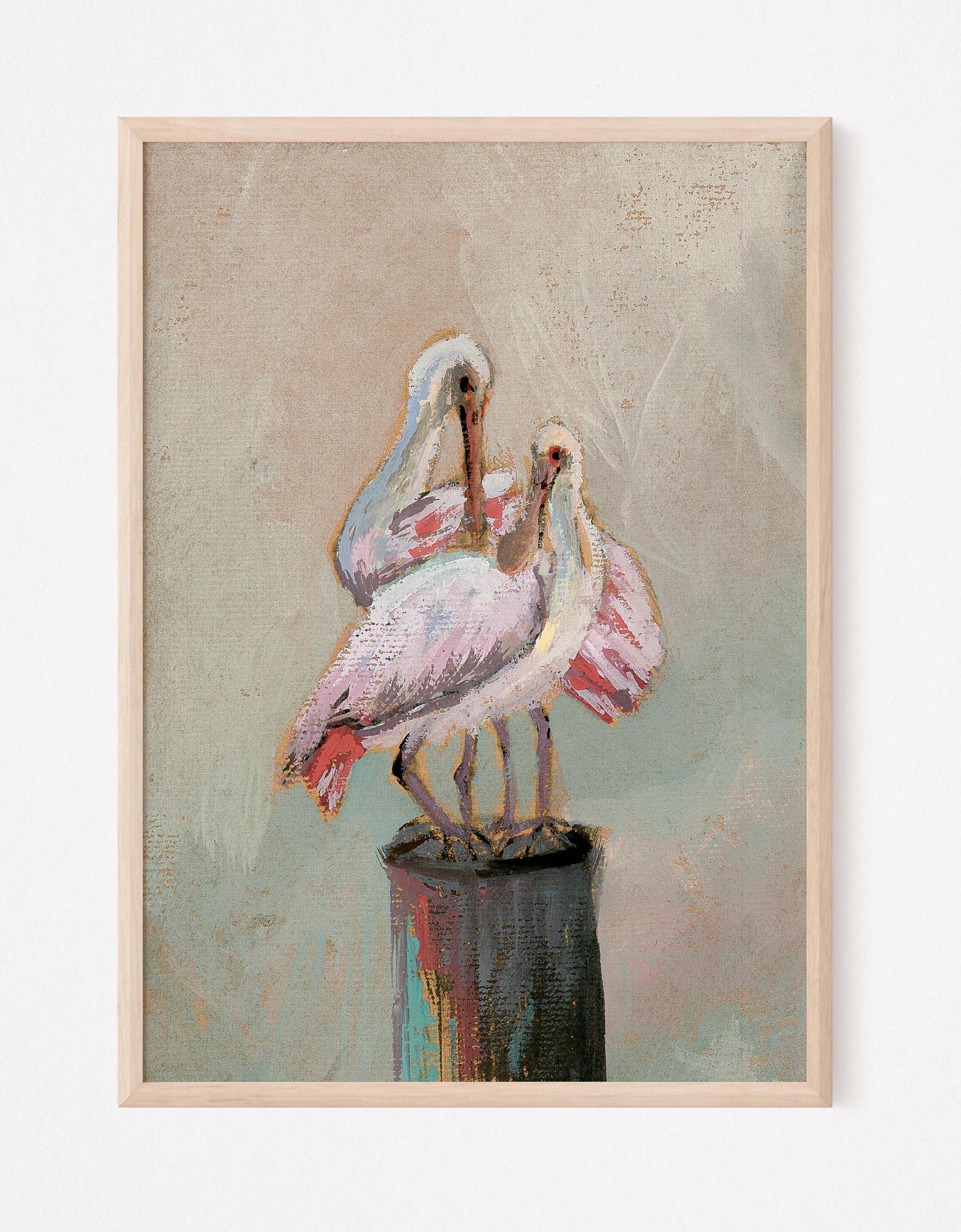 Sam And Cathy, a Roseate Spoonbill Vertical Print