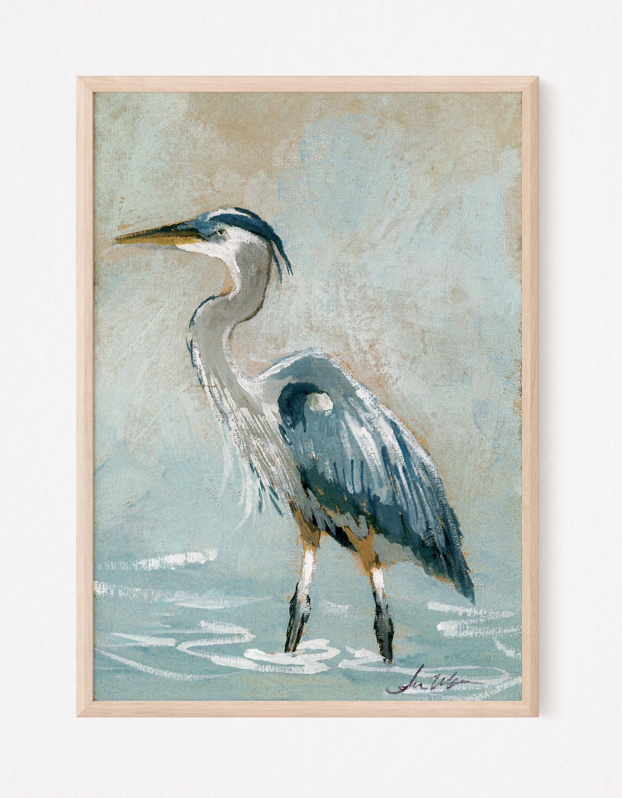 Theodore, a Blue Heron Vertical Print